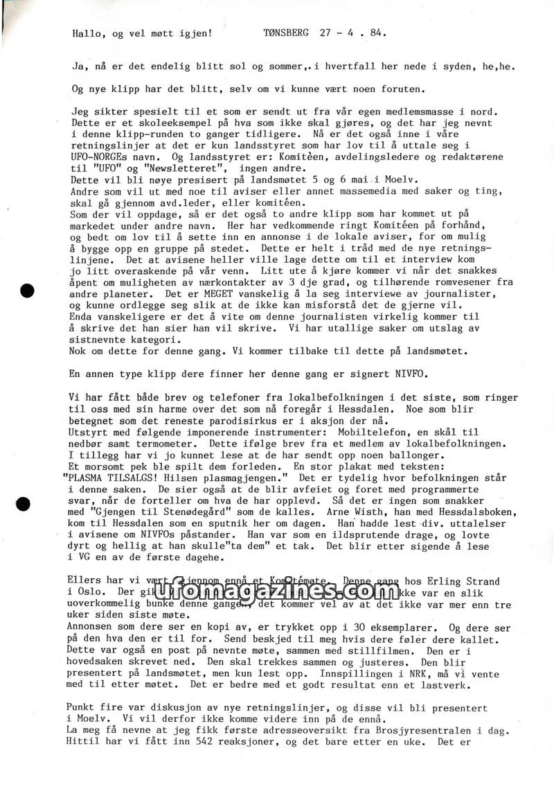 Cover of Klipprunden (Odd-Gunnar Roed) issue 1984: UFO-NORGE