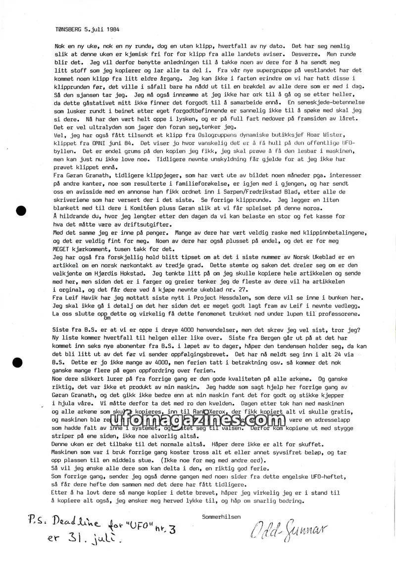 Cover of Klipprunden (Odd-Gunnar Roed) issue 3: UFO-NORGE