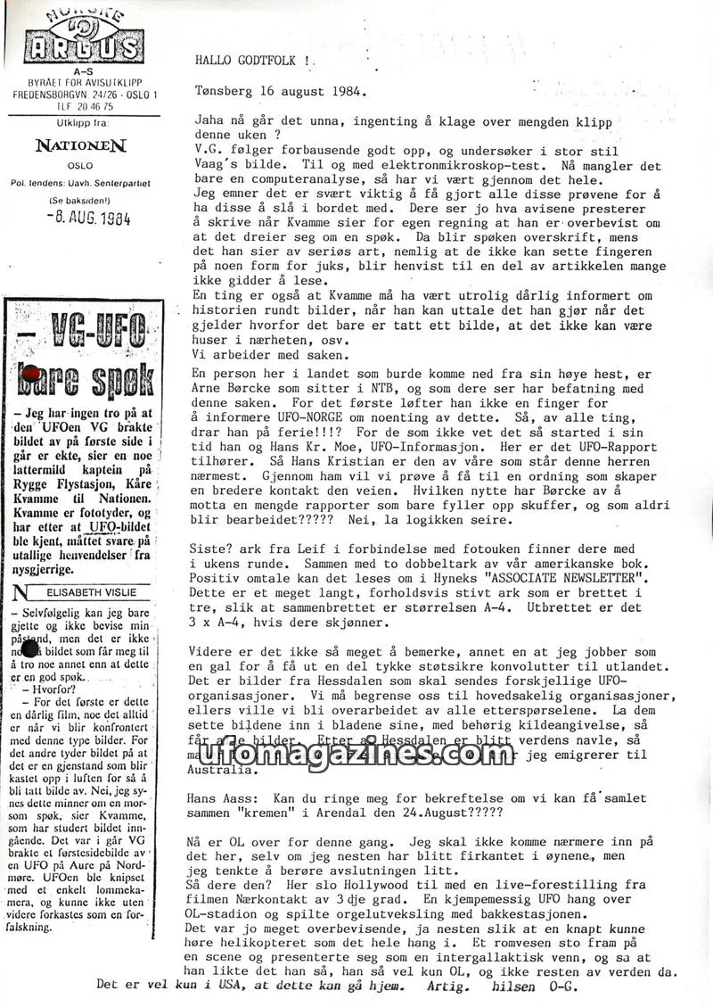 Cover of Klipprunden (Odd-Gunnar Roed) issue 8. AUG. 1984: Nationen
