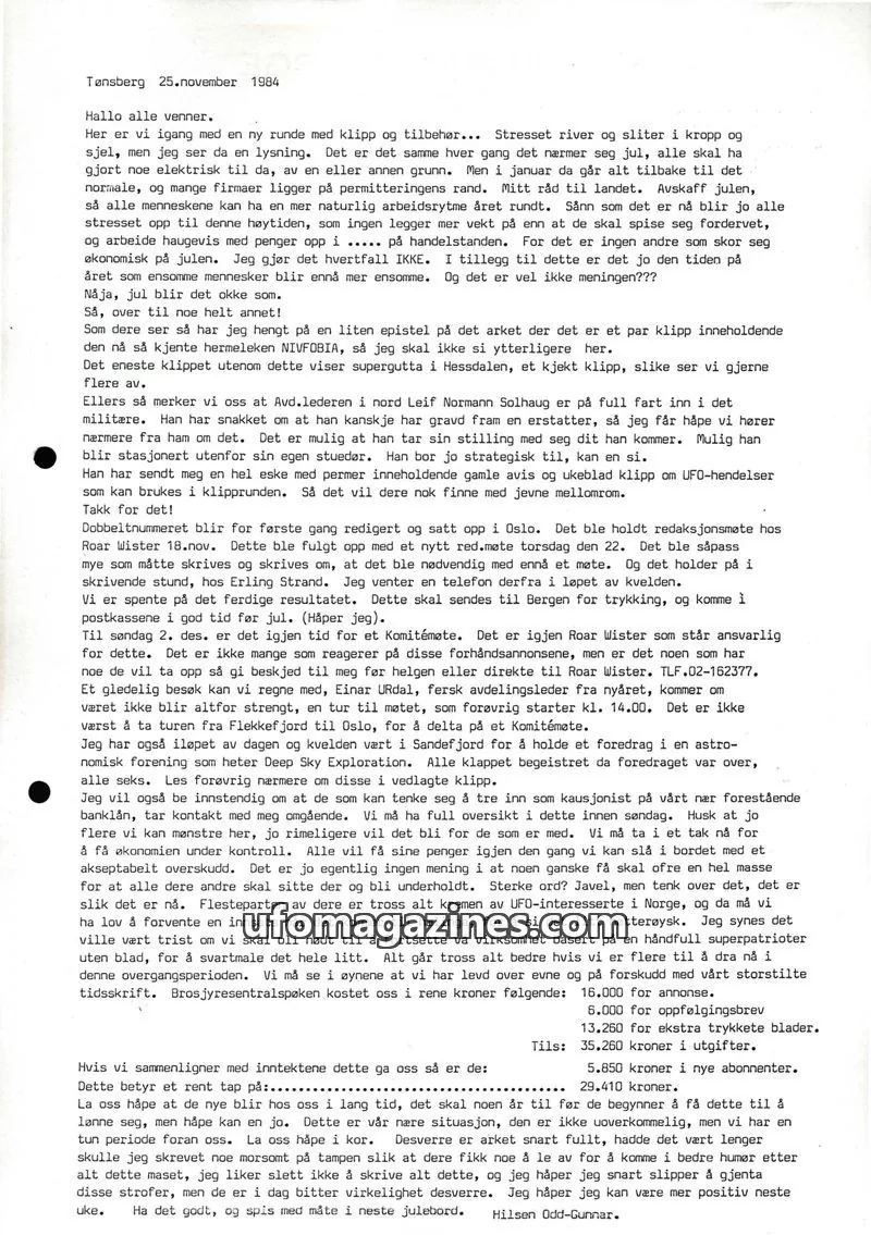 Cover of Klipprunden (Odd-Gunnar Roed) issue 1984: UFO-NYTT