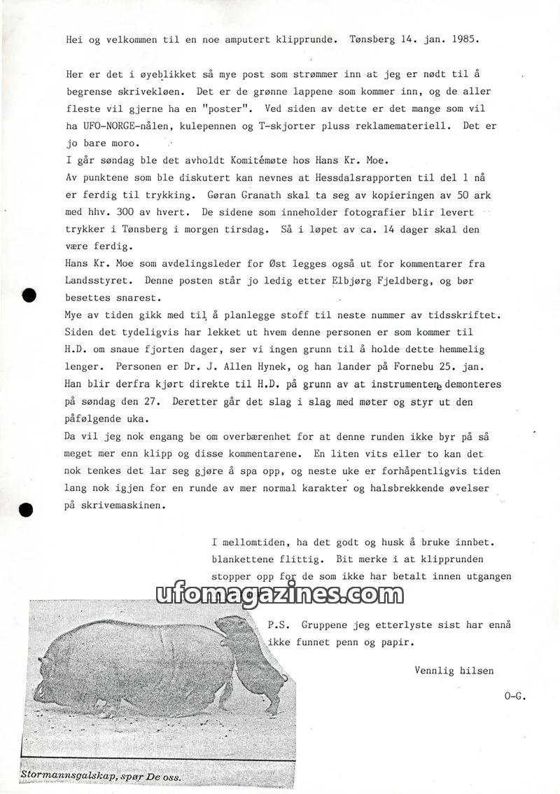 Cover of Klipprunden (Odd-Gunnar Roed) issue NR. 3-84: UFO-er