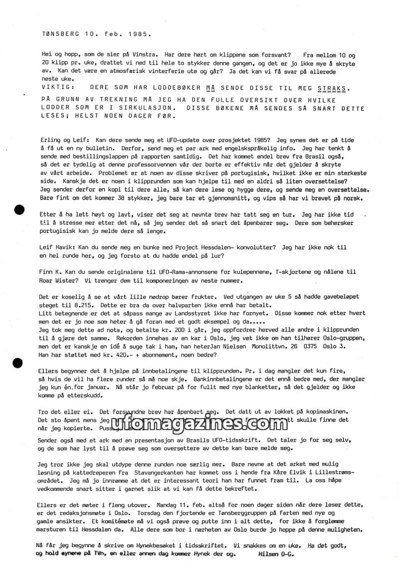 Cover of Klipprunden (Odd-Gunnar Roed) issue 10. feb. 1985: TØNSBERG