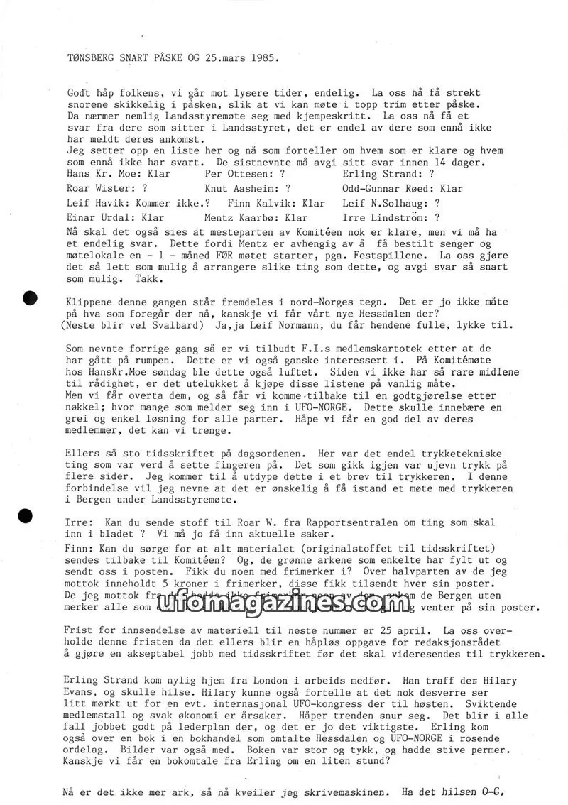 Cover of Klipprunden (Odd-Gunnar Roed) issue 25. mars 1985: Tønsberg Snart Påske