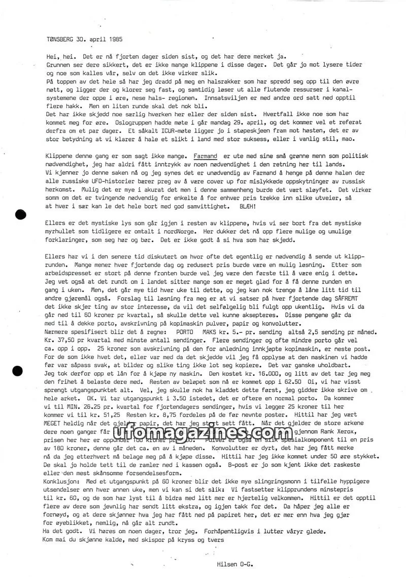 Cover of Klipprunden (Odd-Gunnar Roed) issue 30. april: TØNSBERG