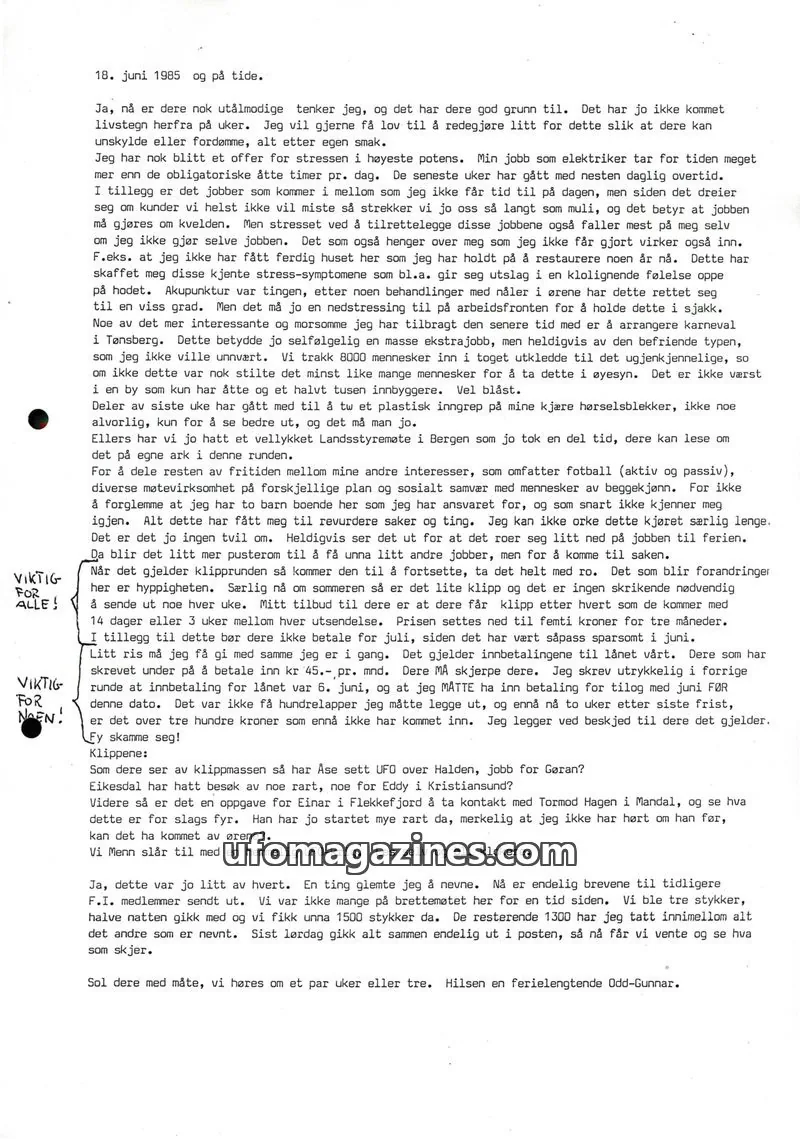 Cover of Klipprunden (Odd-Gunnar Roed) issue 1985: UFOR