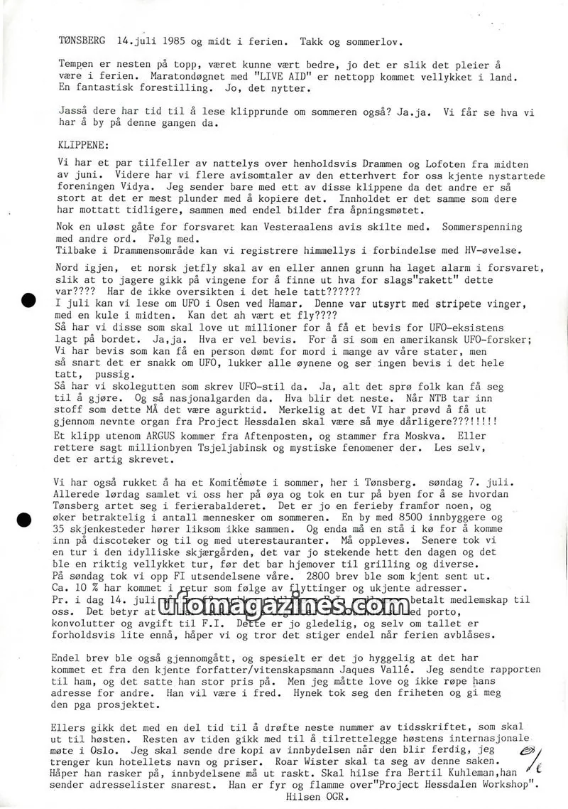 Cover of Klipprunden (Odd-Gunnar Roed) issue 14. juli 1985: TØNSBERG