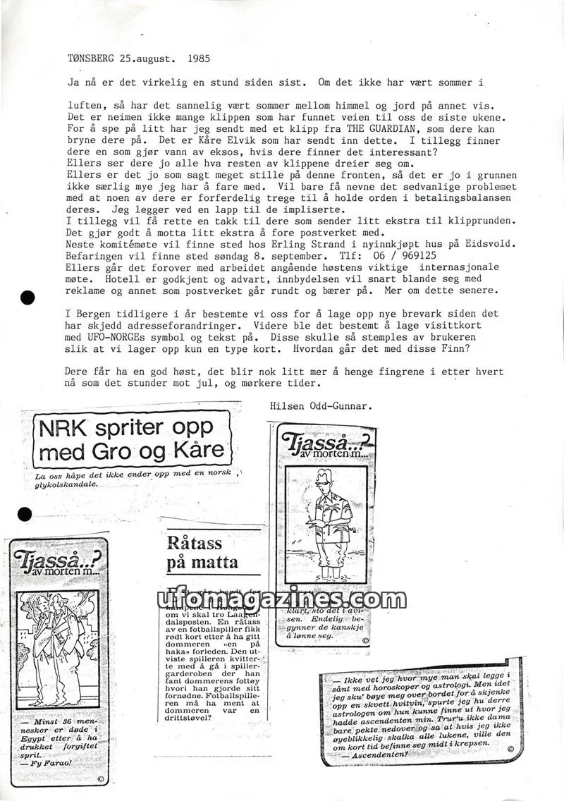 Cover of Klipprunden (Odd-Gunnar Roed) issue 1985: UFO-Nyt