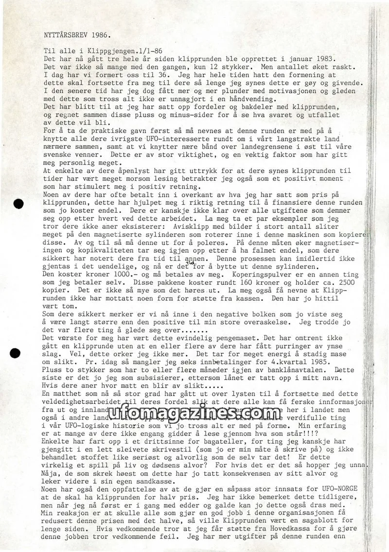 Cover of Klipprunden (Odd-Gunnar Roed) issue 1/1986: NYTTÅRSBREV