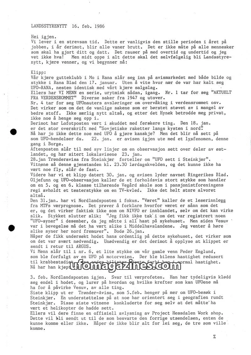 Cover of Klipprunden (Odd-Gunnar Roed) issue 16. feb. 1986: LANDSSTYRENYTT