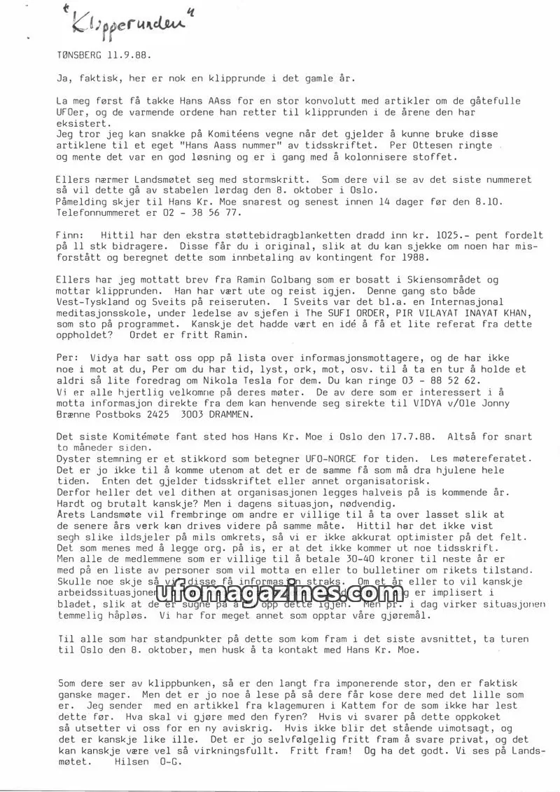 Cover of Klipprunden (Odd-Gunnar Roed) issue 4-1988: HUMANIST