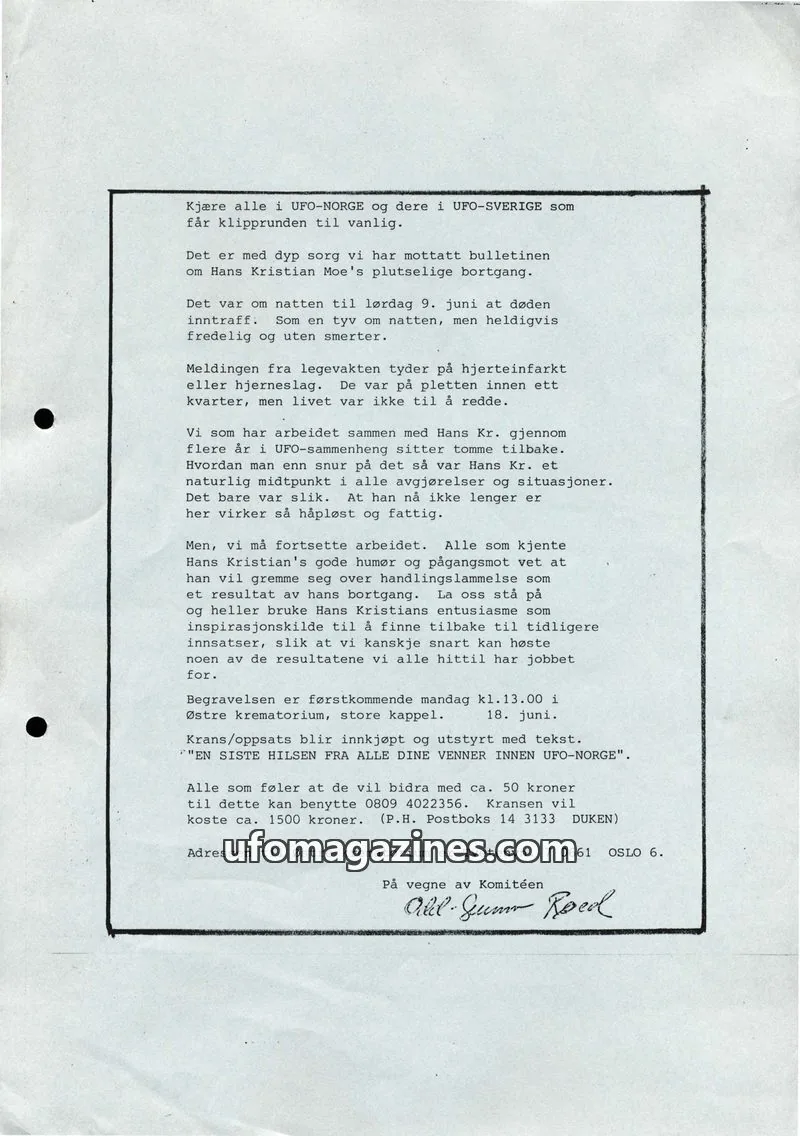 Cover of Klipprunden (Odd-Gunnar Roed) issue bulletin: UFO-NORGE