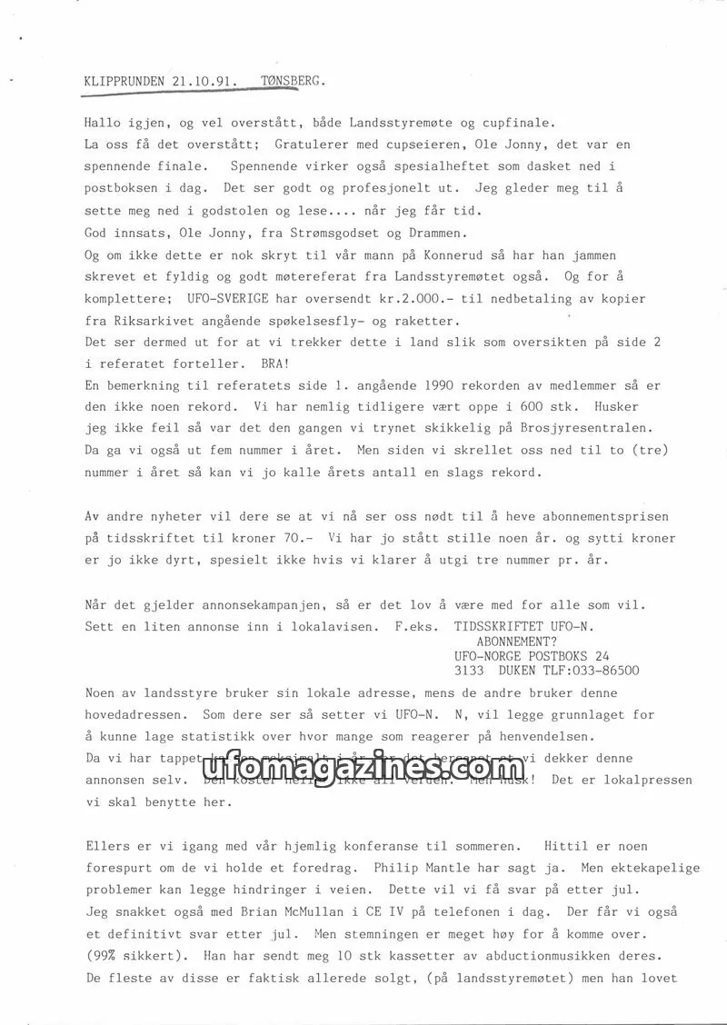 Cover of Klipprunden (Odd-Gunnar Roed) issue 207: UFO-BLØFF!