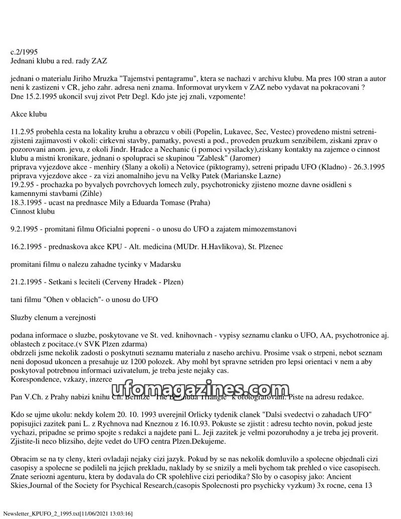 Cover of KPU issue 2/1995: Newsletter KPUFO