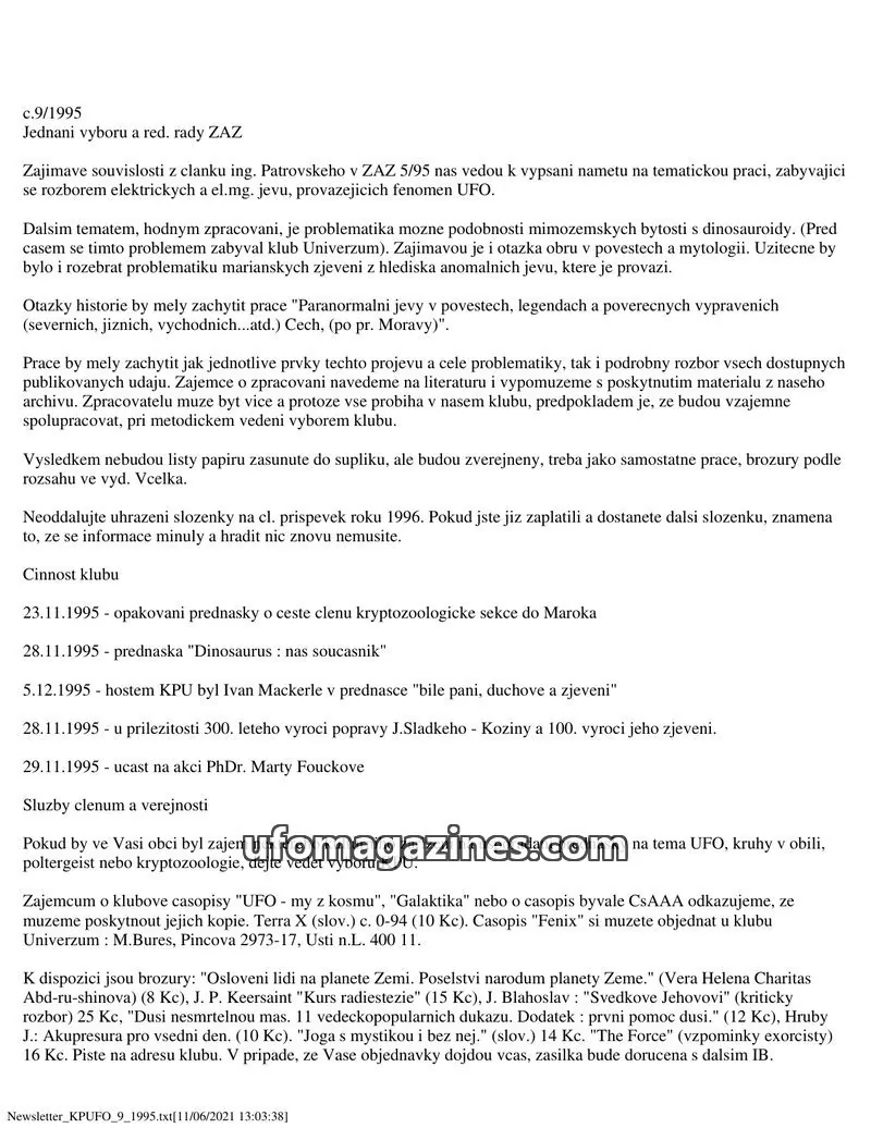 Cover of KPU issue 9/1995: Newsletter KPUFO