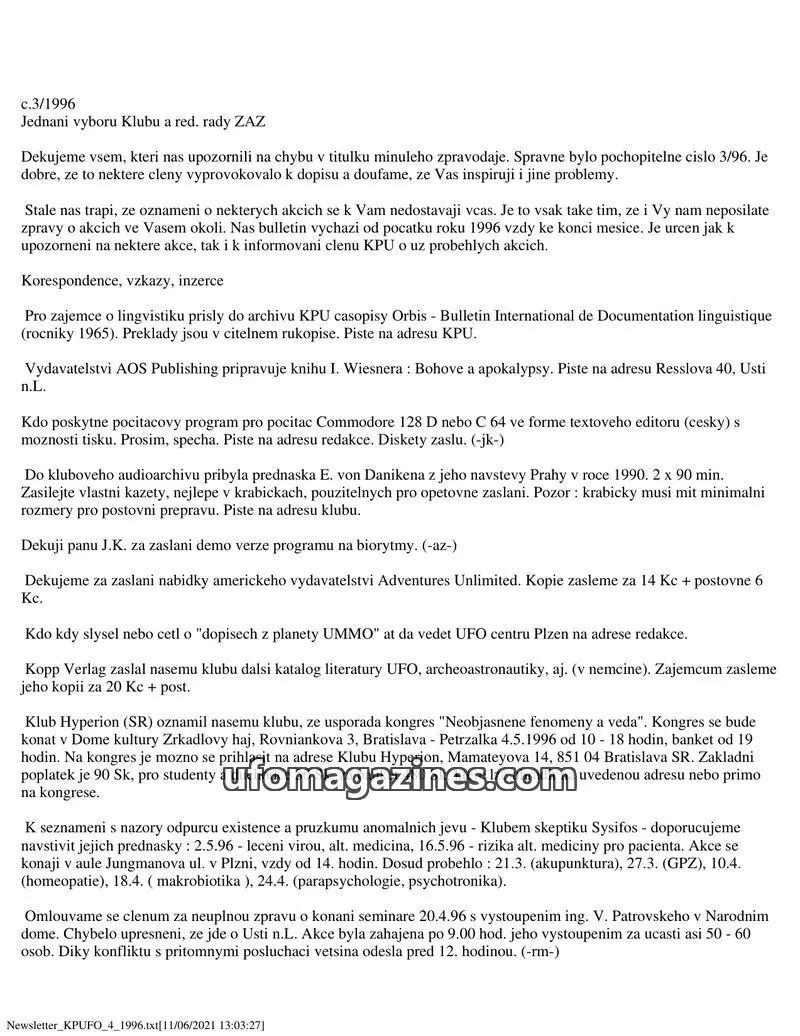 Cover of KPU issue 4/1996: Newsletter KPUFO
