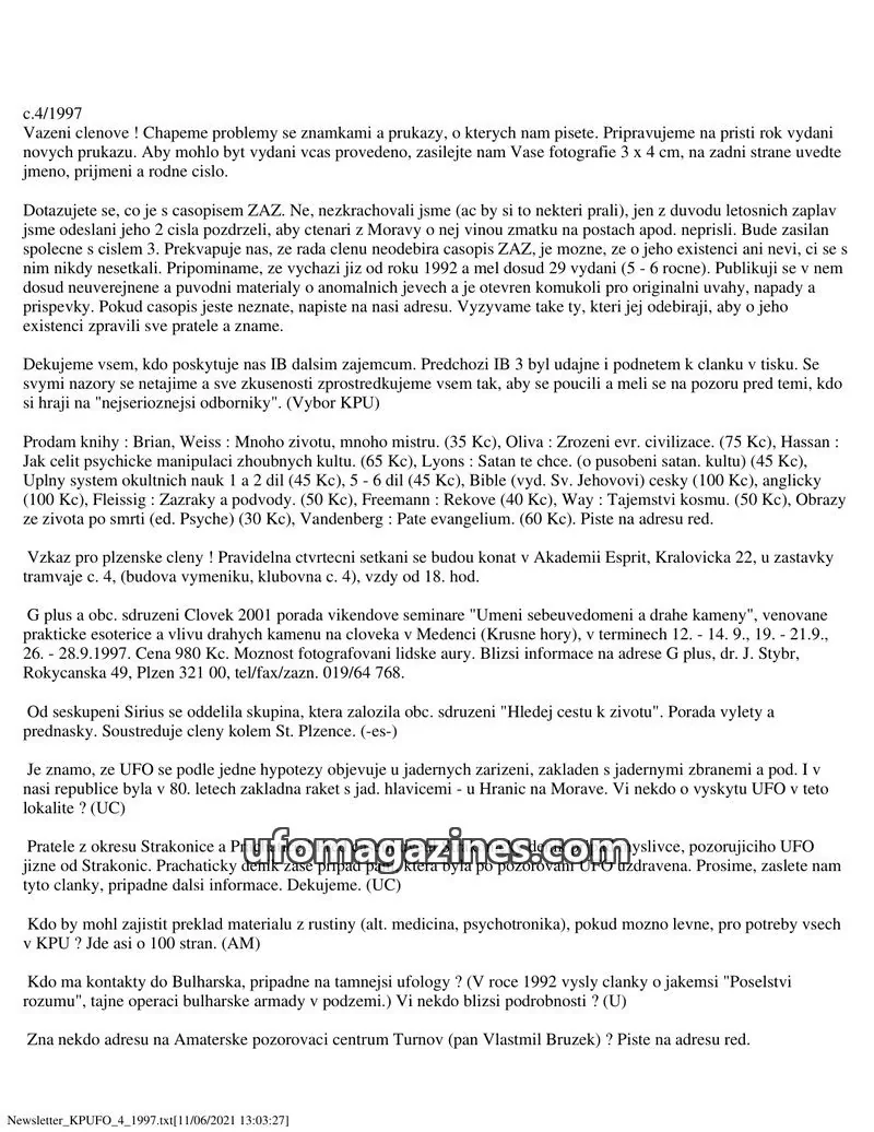 Cover of KPU issue 4/1997: Newsletter KPUFO