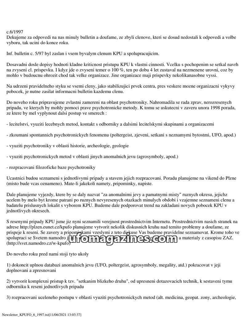 Cover of KPU issue 6/1997: Newsletter KPUFO