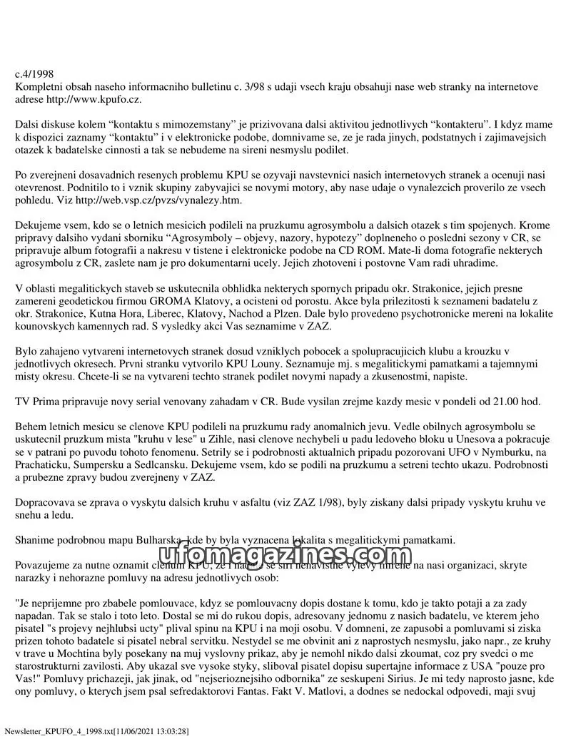 Cover of KPU issue 4/1998: Newsletter KPUFO