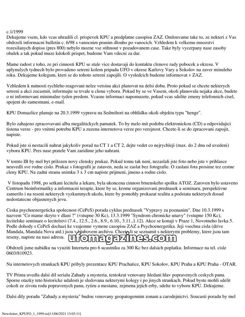 Cover of KPU issue 1/1999: Newsletter KPU FO