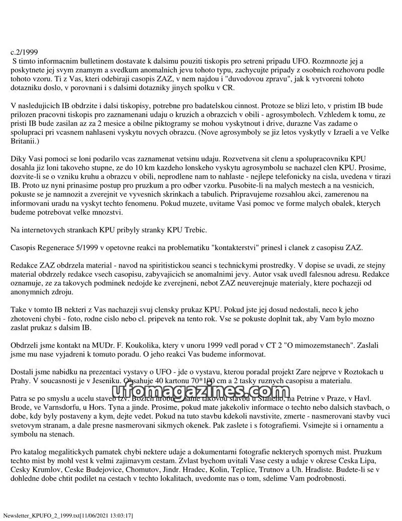 Cover of KPU issue 2/1999: Newsletter KPUFO