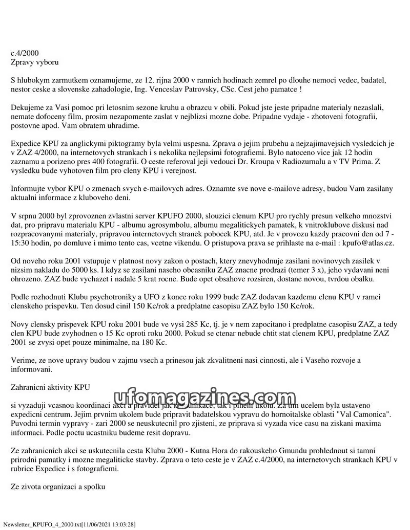 Cover of KPU issue 4/2000: Newsletter KPUFO