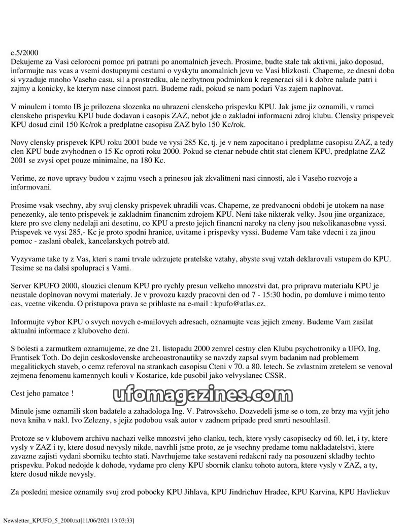 Cover of KPU issue 5/2000: Newsletter KPUFO