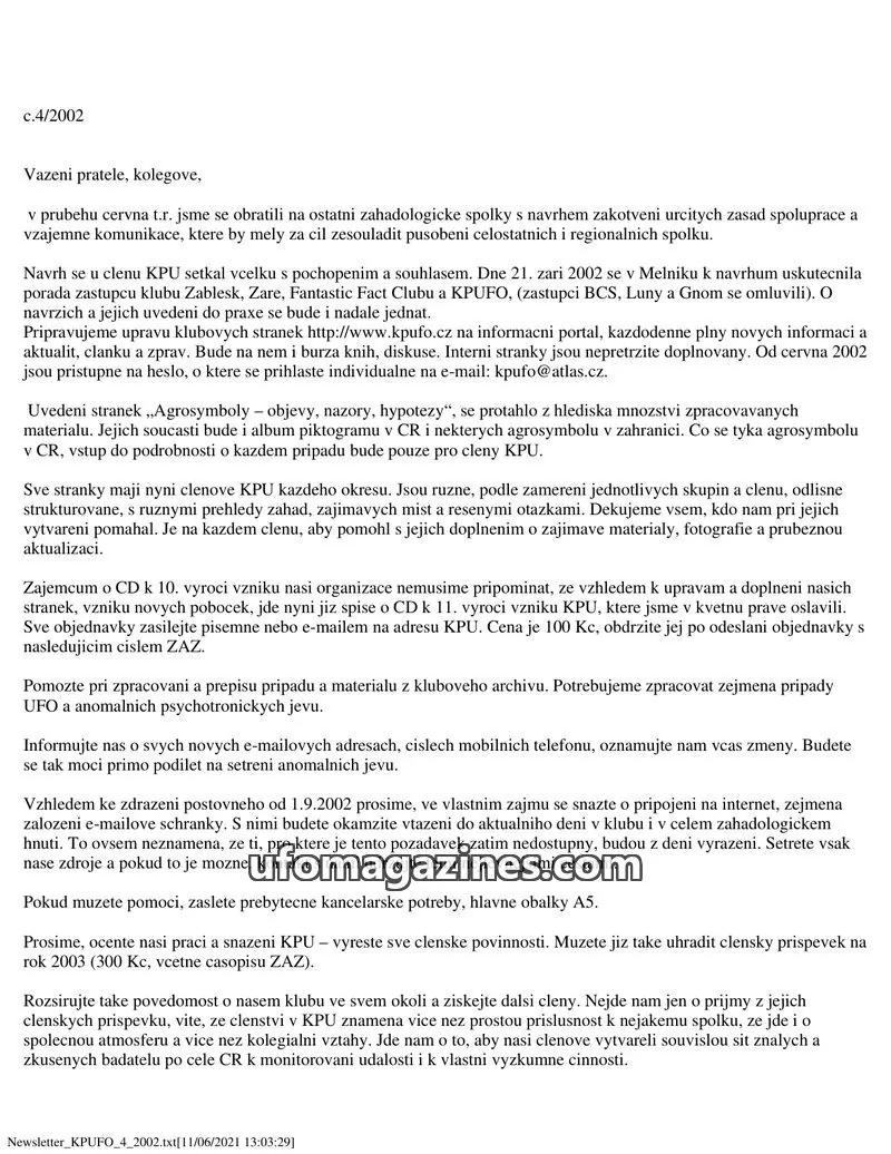 Cover of KPUFO issue 4/2002: Newsletter KPUFO