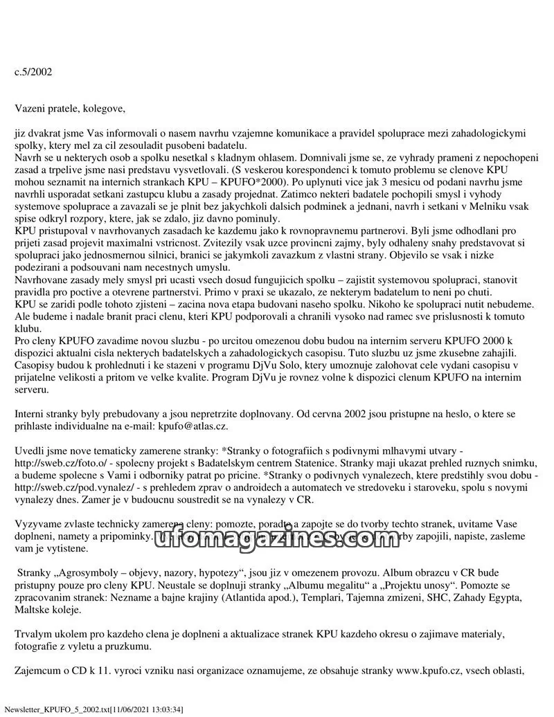 Cover of KPUFO issue 5/2002: Newsletter KPUFO