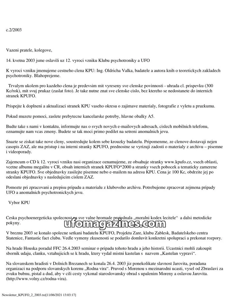 Cover of KPU issue 2/2003: Newsletter KPUFO