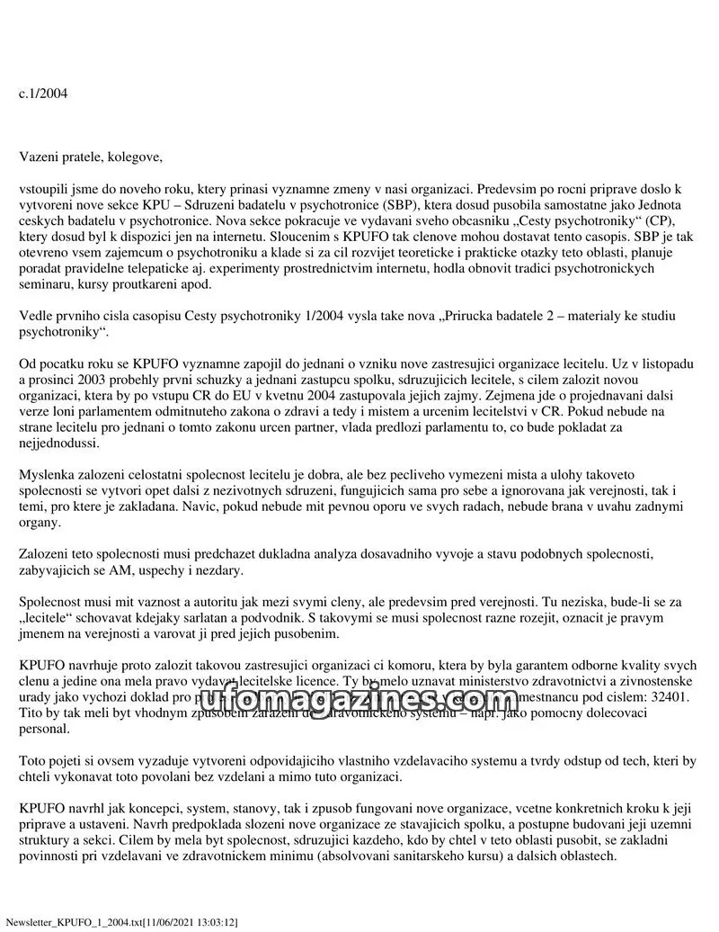 Cover of KPUFO issue 1/2004: Newsletter KPUFO
