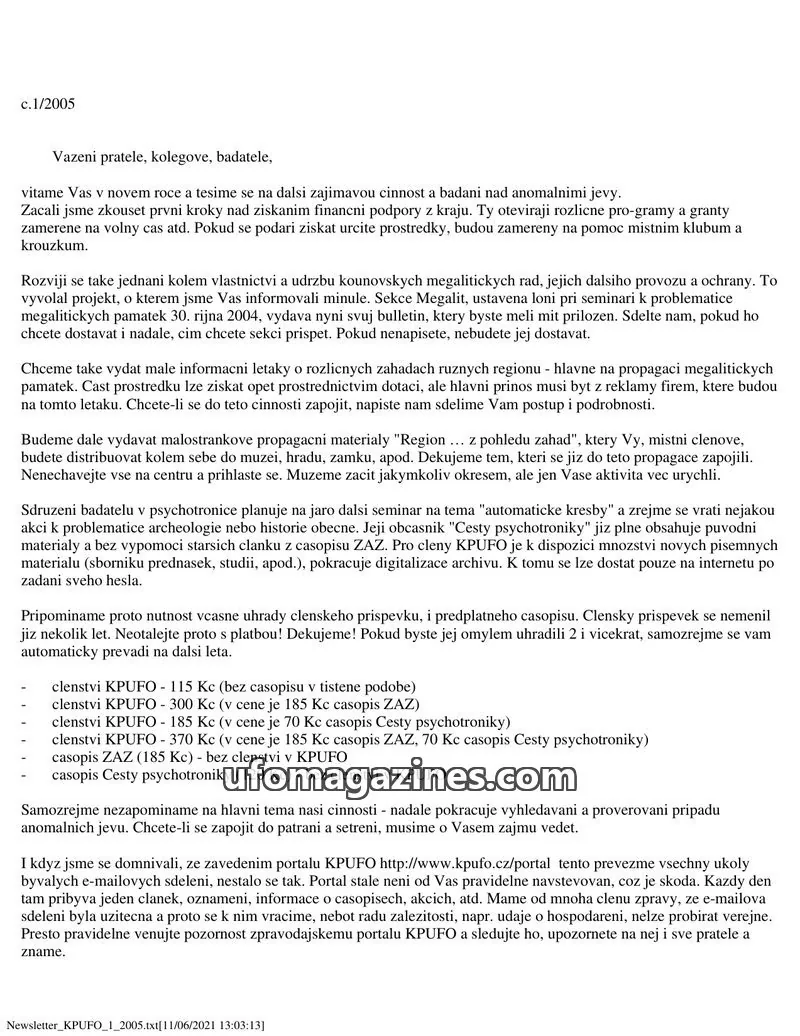 Cover of KPUFO issue 1/2005: Newsletter KPUFO