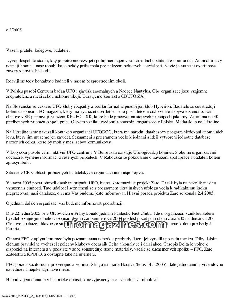 Cover of KPUFO issue 2/2005: Newsletter KPUFO