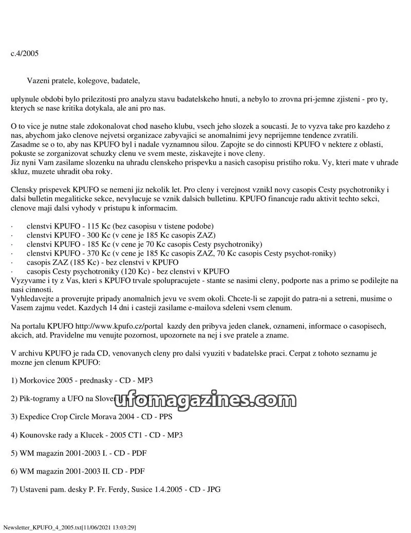 Cover of KPUFO issue 4/2005: Newsletter KPUFO