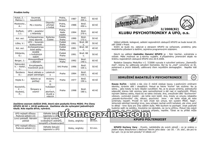 Cover of KPUFO Informacni bulletin issue 82: informačni bulletin