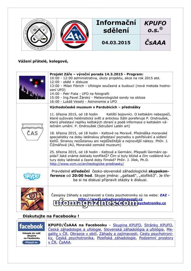 Cover of KPUFO Informacni sdeleni issue 04.03.2015: Informační sdělení