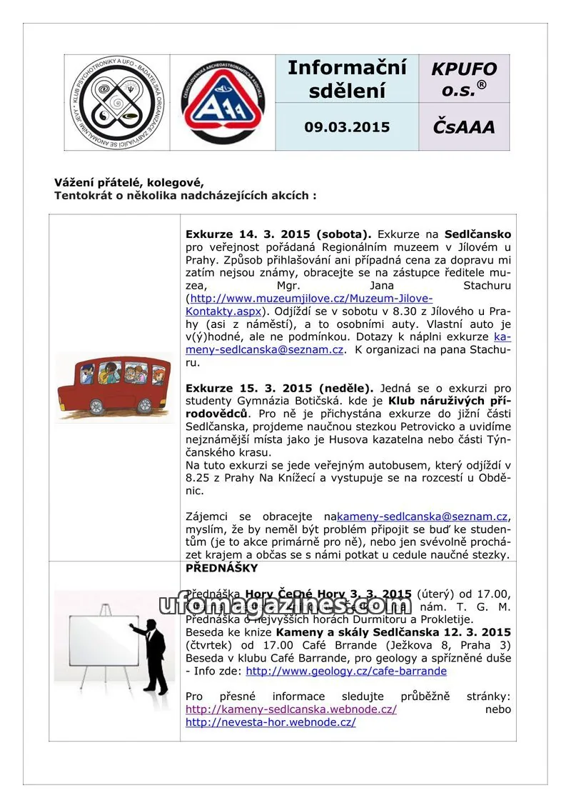 Cover of KPUFO Informacni sdeleni issue 09.03.2015: Informační sdělení