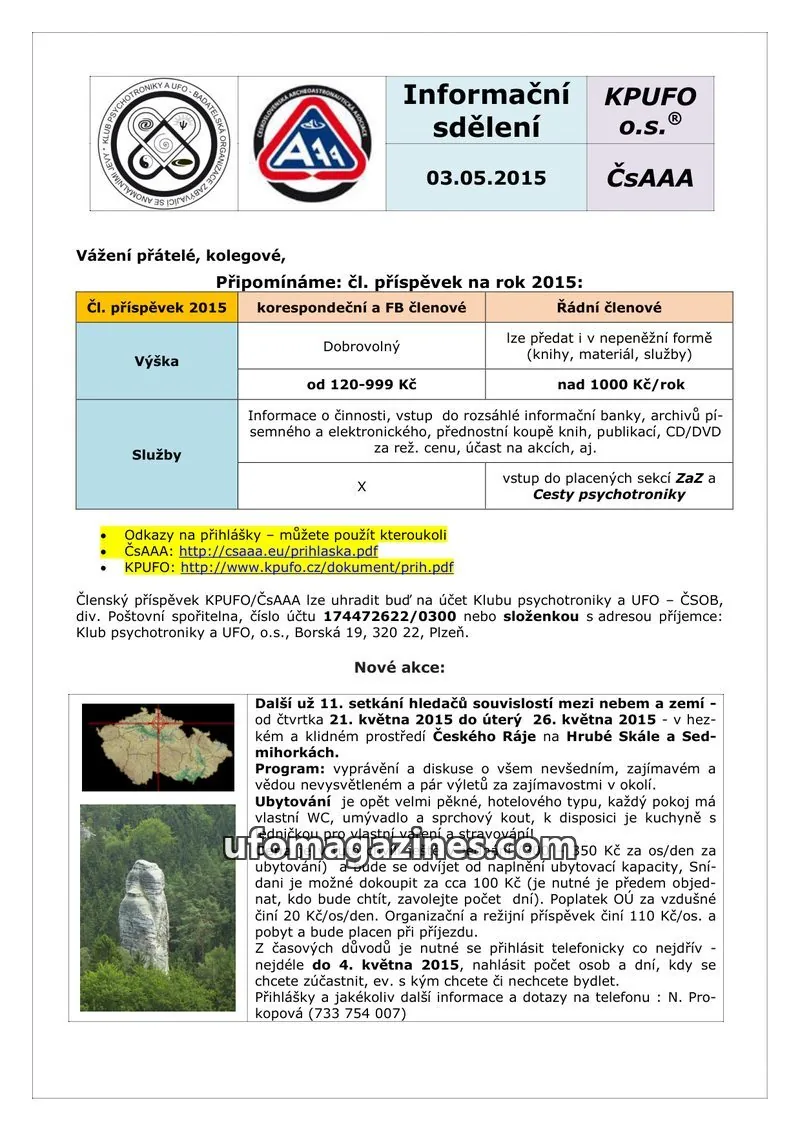 Cover of KPUFO Informacni sdeleni issue 2015: Informační sdělení