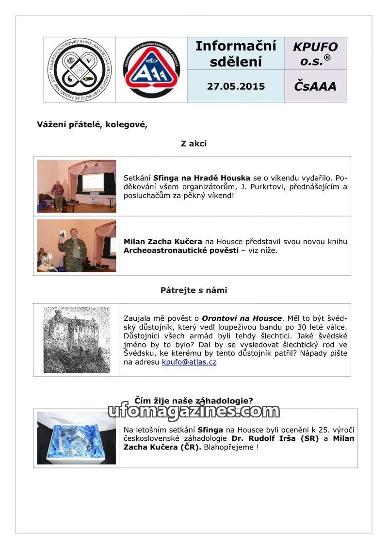 Cover of KPUFO Informacni sdeleni issue 27.05.2015: Informační sdělení