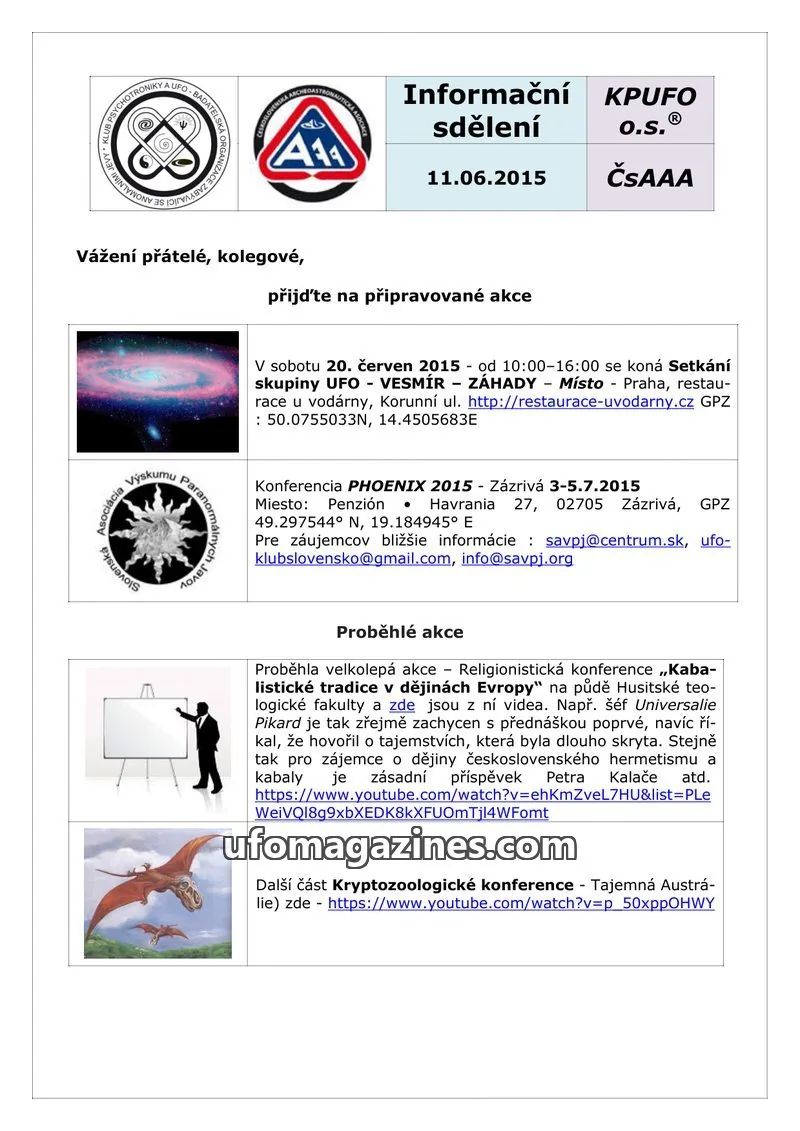 Cover of KPUFO issue 11.06.2015: Informační sdělení