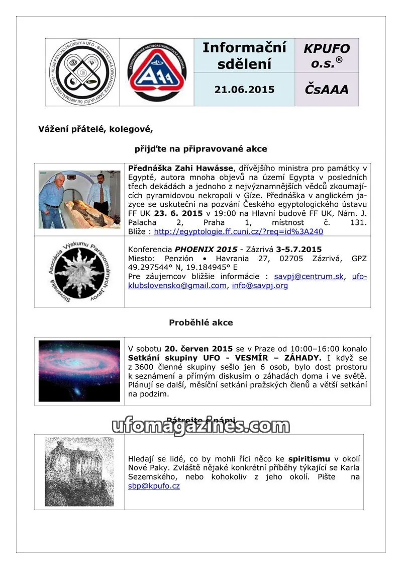 Cover of KPUFO Informacni sdeleni issue ČSAAA: Informační sdělení
