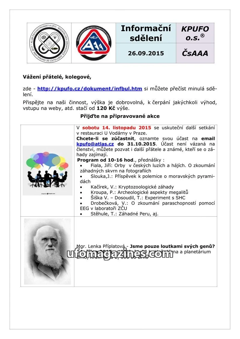 Cover of KPUFO Informacni sdeleni issue Informacní sdělení: KPUFO O.S. ČSAAA
