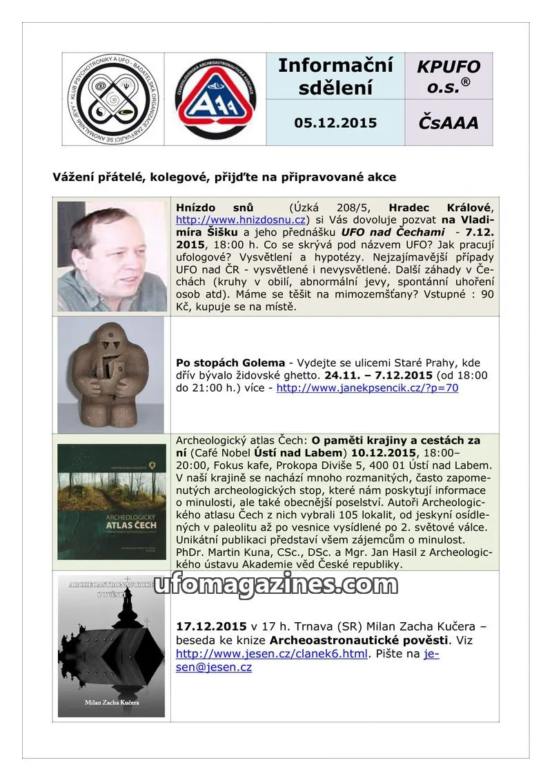 Cover of KPUFO Informacni sdeleni issue 05.12.2015: Informační sdělení