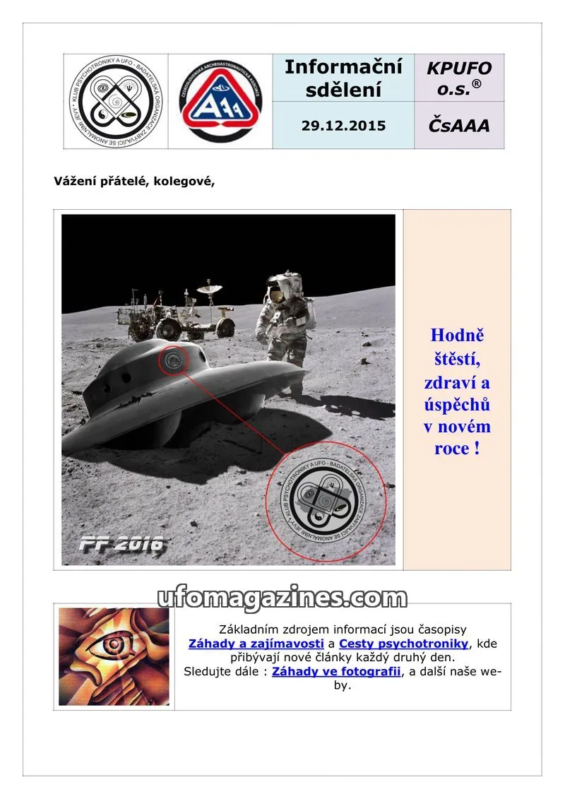 Cover of KPUFO Informacni sdeleni issue 29.12.2015: Informační sdělení