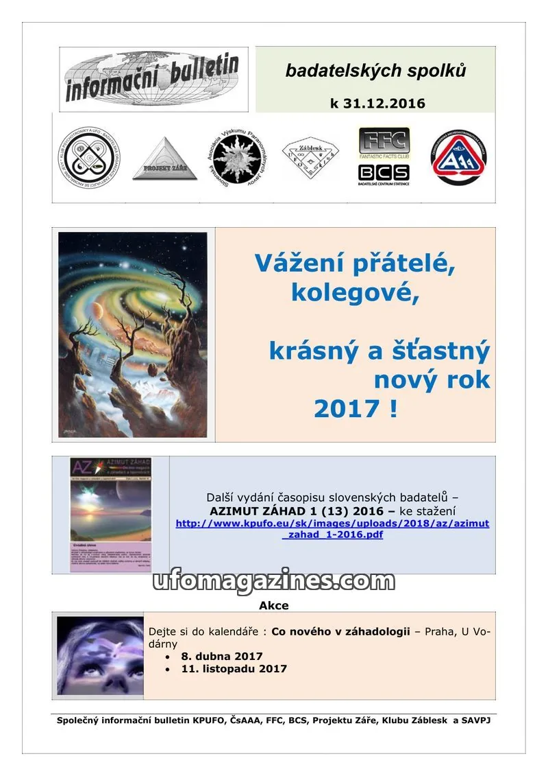Cover of KPUFO Informacni sdeleni issue 1 (13) 2016: informační bulletin