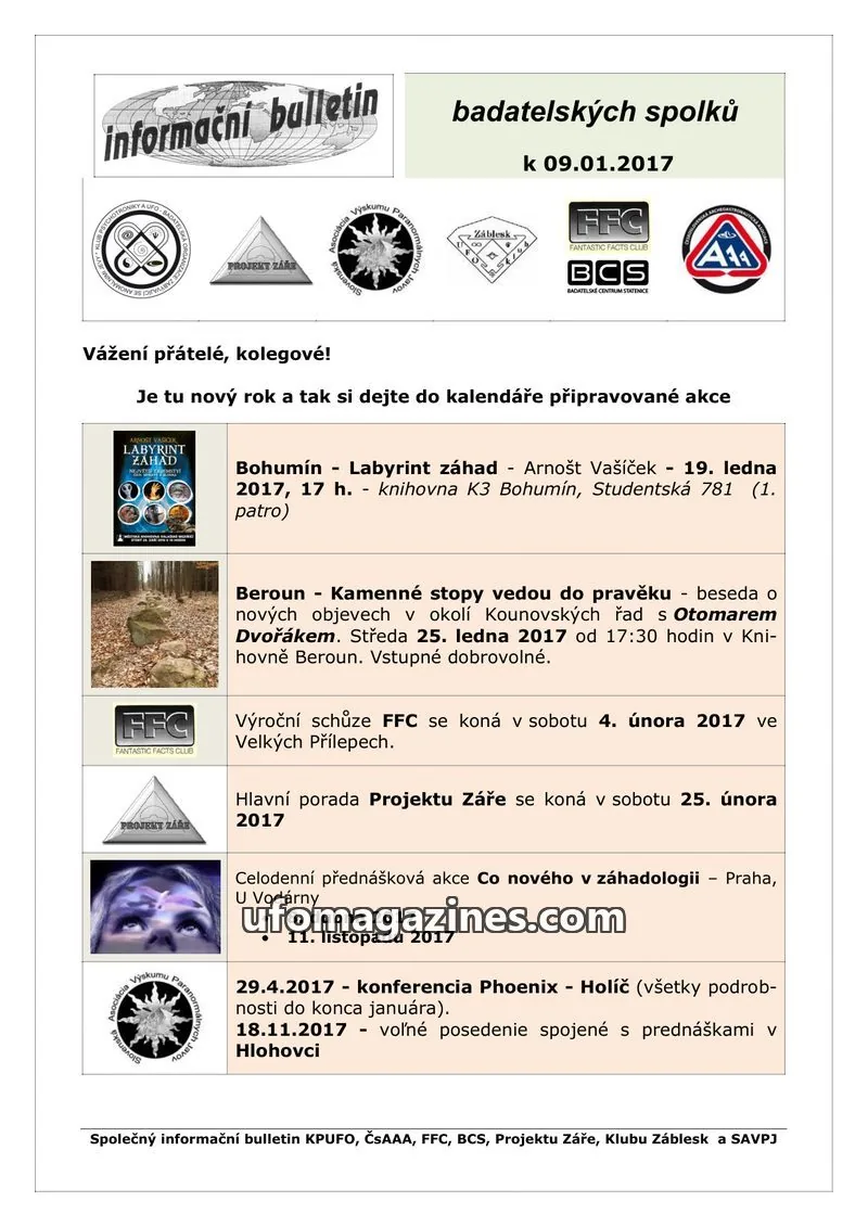 Cover of KPUFO Informacni sdeleni issue 09.01.2017: informační bulletin