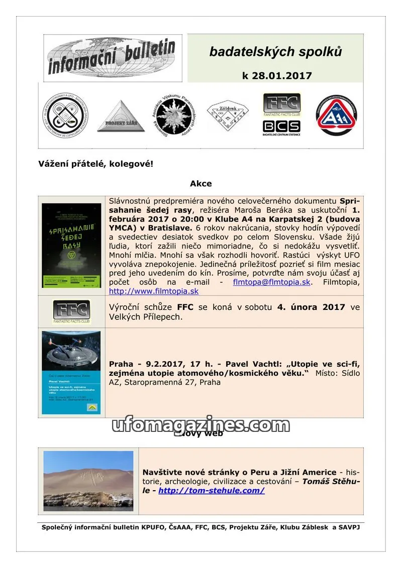 Cover of KPUFO Informacni sdeleni issue 2017-01-28: informační bulletin