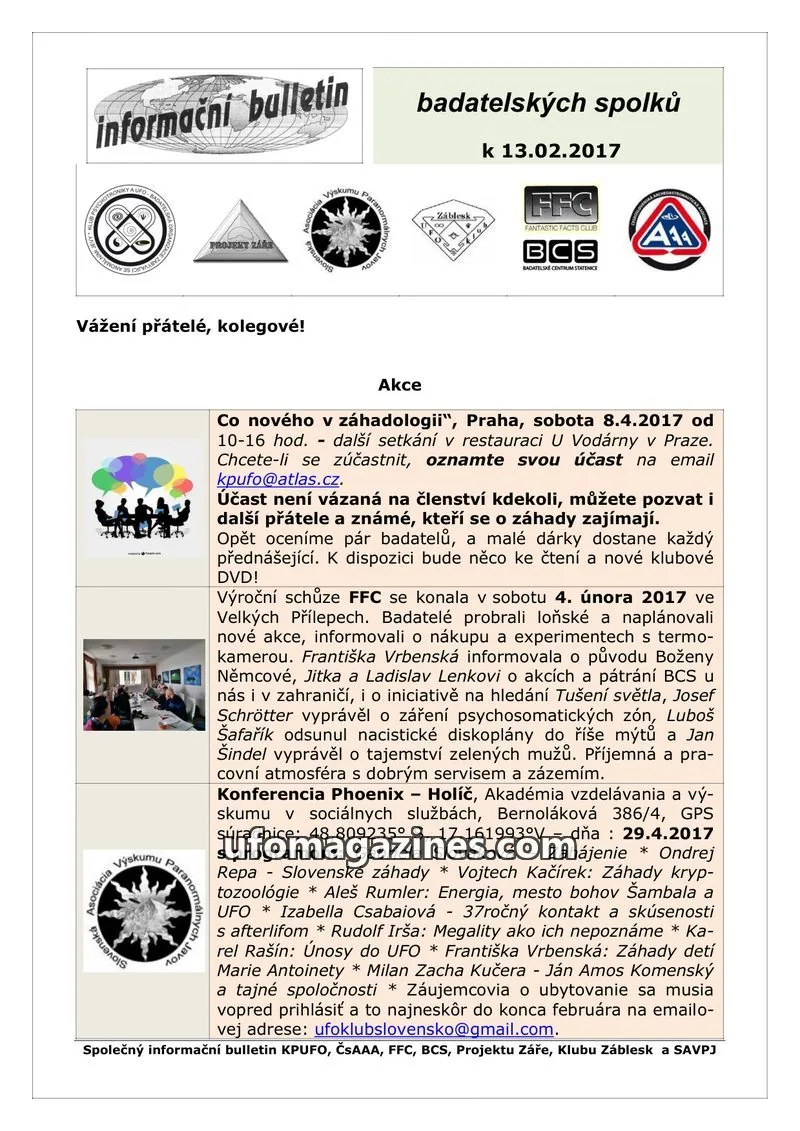 Cover of KPUFO Informacni sdeleni issue 13.02.2017: informační bulletin