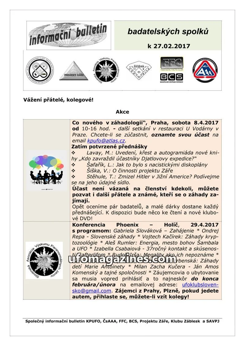 Cover of KPUFO Informacni sdeleni issue 27.02.2017: informační bulletin