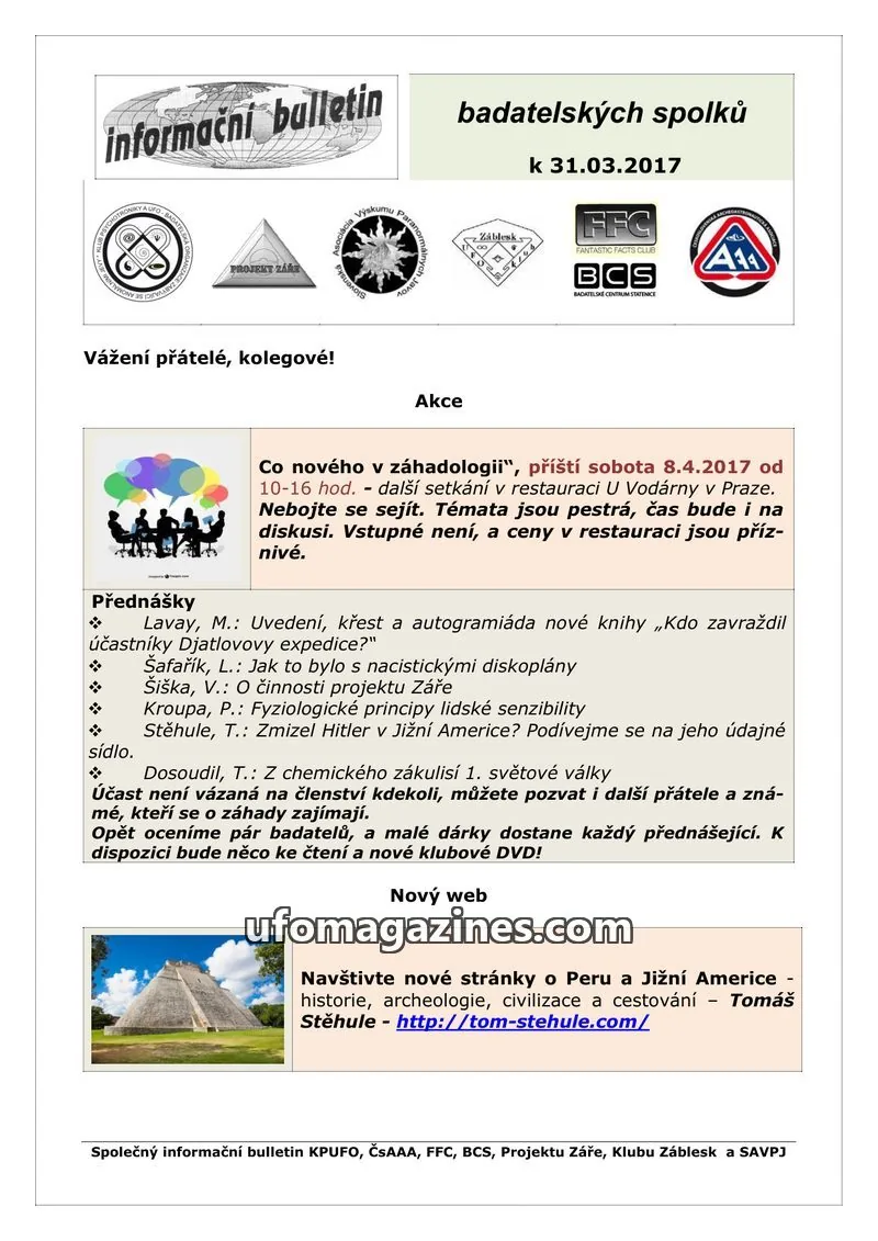Cover of KPUFO Informacni sdeleni issue March 2017: informační bulletin