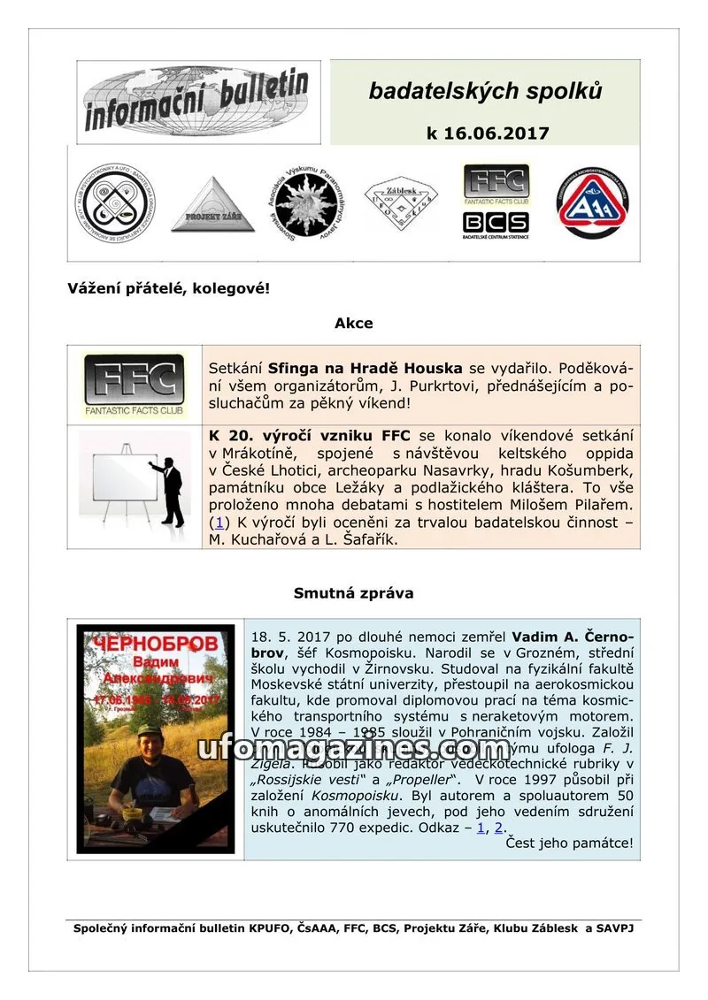 Cover of KPUFO Informacni sdeleni issue k 16.06.2017: informační bulletin